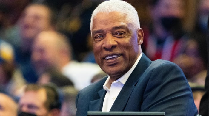BA great Julius Erving during the Slam Dunk Contest during the 2022 NBA All-Star Saturday Night.